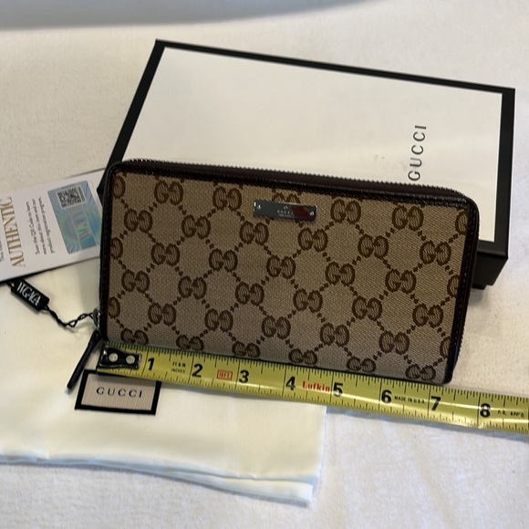 NWT Gucci brown Canvas Zip Around Wallet - Picture 5 of 6